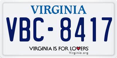 VA license plate VBC8417