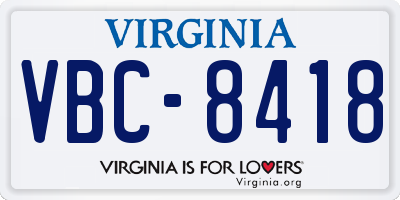 VA license plate VBC8418