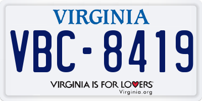 VA license plate VBC8419
