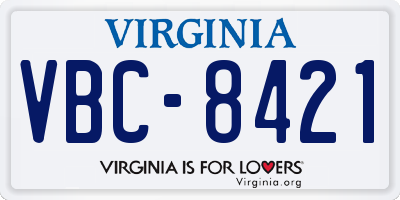 VA license plate VBC8421