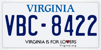 VA license plate VBC8422