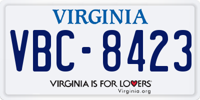 VA license plate VBC8423