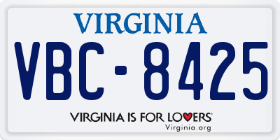 VA license plate VBC8425