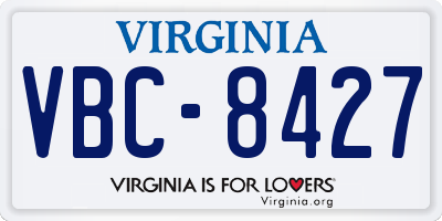 VA license plate VBC8427