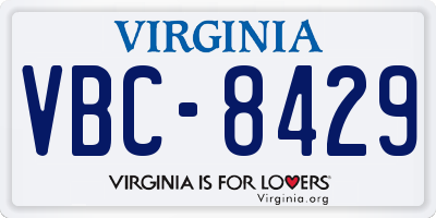 VA license plate VBC8429