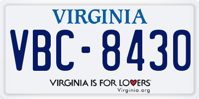 VA license plate VBC8430