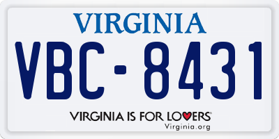 VA license plate VBC8431