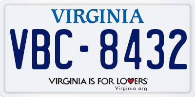 VA license plate VBC8432
