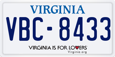 VA license plate VBC8433