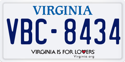VA license plate VBC8434