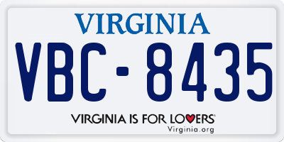 VA license plate VBC8435