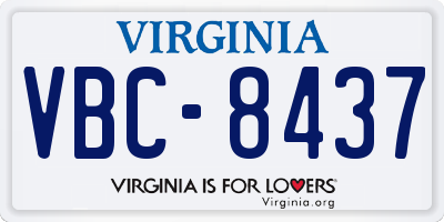 VA license plate VBC8437