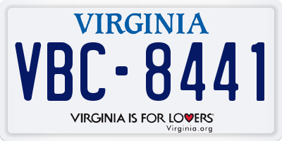 VA license plate VBC8441