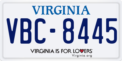 VA license plate VBC8445