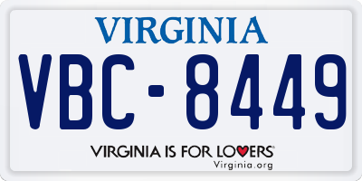 VA license plate VBC8449