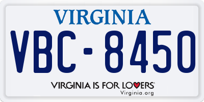 VA license plate VBC8450