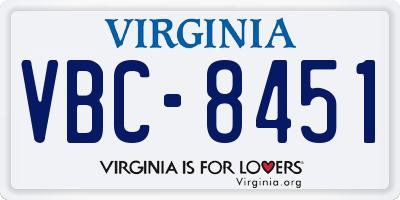 VA license plate VBC8451