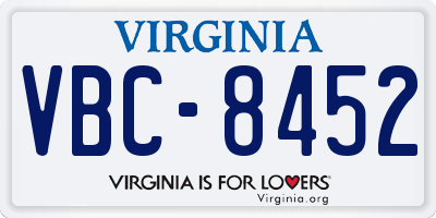 VA license plate VBC8452