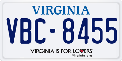 VA license plate VBC8455