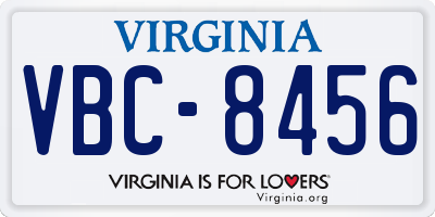 VA license plate VBC8456