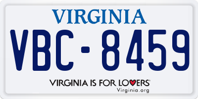 VA license plate VBC8459