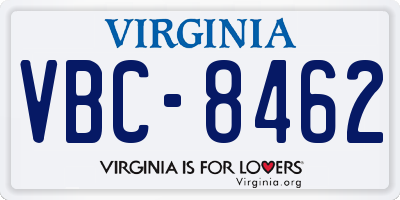 VA license plate VBC8462