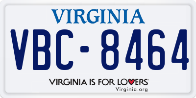 VA license plate VBC8464