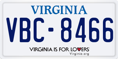 VA license plate VBC8466