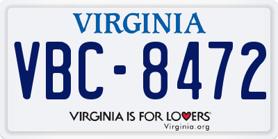 VA license plate VBC8472