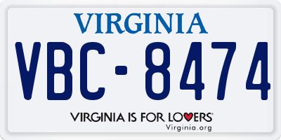 VA license plate VBC8474