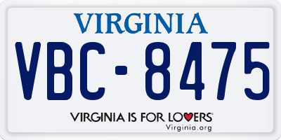 VA license plate VBC8475