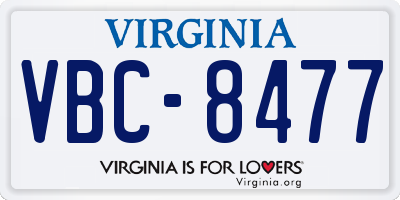 VA license plate VBC8477