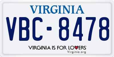 VA license plate VBC8478