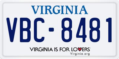VA license plate VBC8481