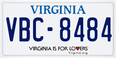 VA license plate VBC8484