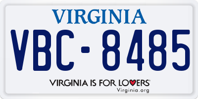 VA license plate VBC8485
