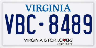 VA license plate VBC8489