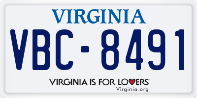 VA license plate VBC8491