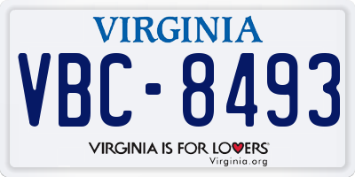VA license plate VBC8493