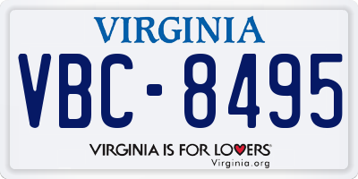VA license plate VBC8495