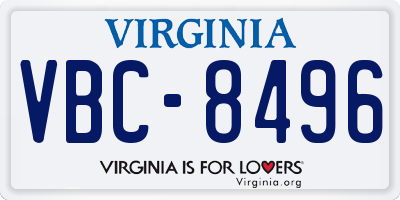 VA license plate VBC8496