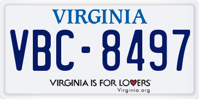 VA license plate VBC8497