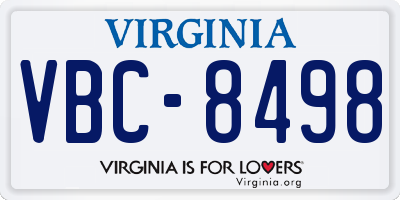VA license plate VBC8498