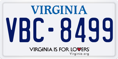 VA license plate VBC8499