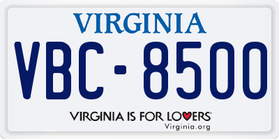 VA license plate VBC8500