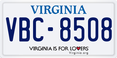 VA license plate VBC8508