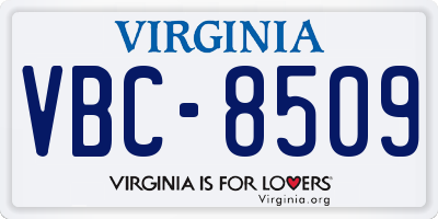 VA license plate VBC8509
