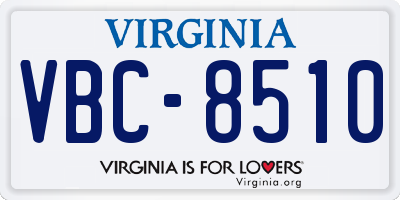 VA license plate VBC8510