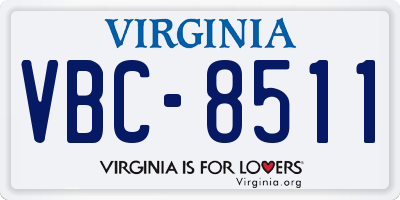 VA license plate VBC8511
