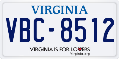 VA license plate VBC8512